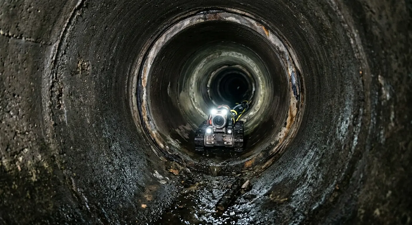 Robotic sewer camera inspecting pipe interior for Drain Snake Service in Windsor